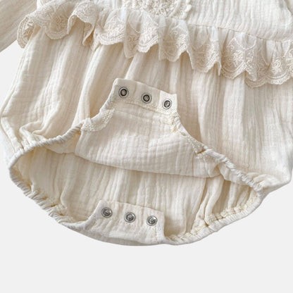 Opal Lace Cotton Romper - Cream (3m-24m)