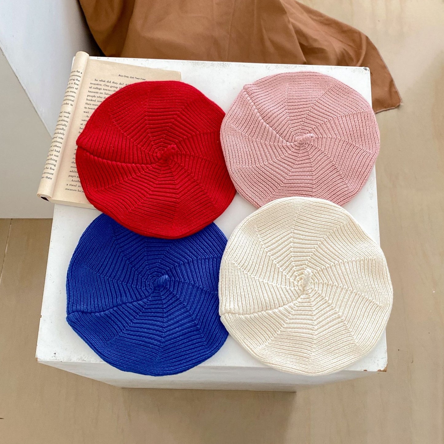Petit Painter Cotton Knit Beret, Cream (3m-3yrs)