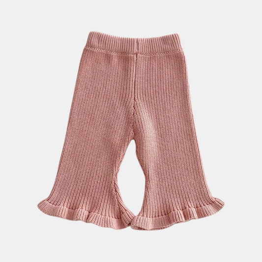 Pink Cotton Knit Flare Trousers (3m-3yrs)