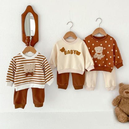 Polka Bear Cotton Lounge Set (6m-4yrs)