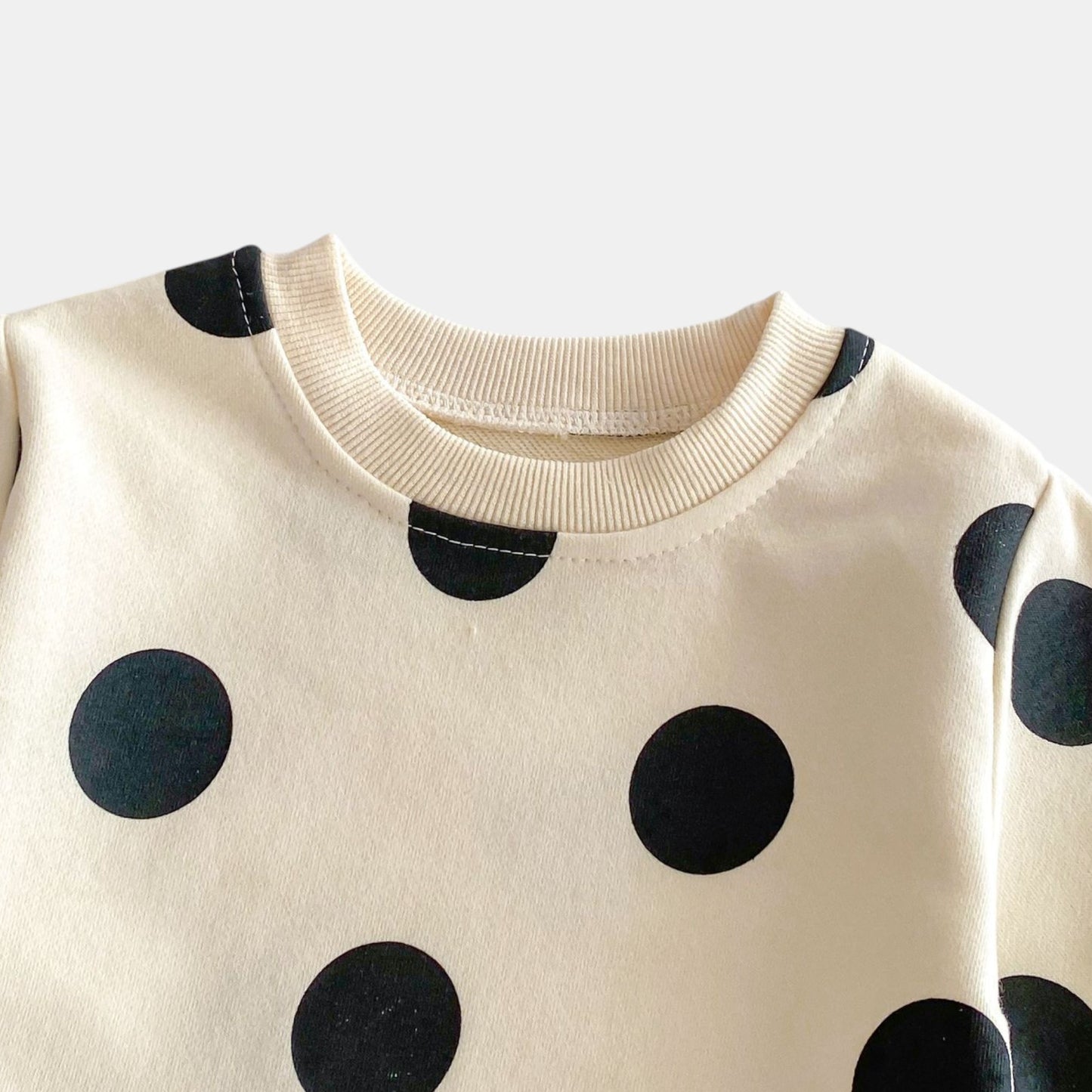 Polka Pop Cotton Lounge Set, Cream (6m-4yrs)