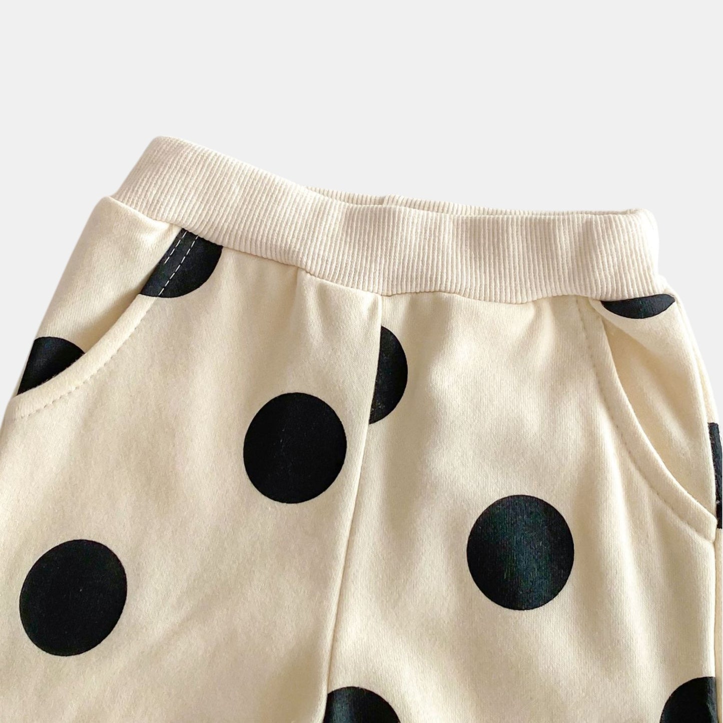 Polka Pop Cotton Lounge Set, Cream (6m-4yrs)
