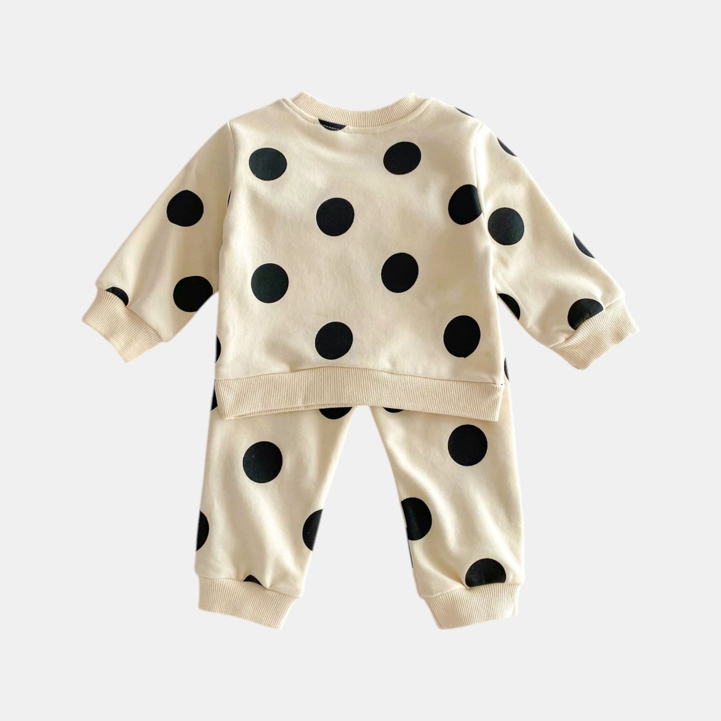 Polka Pop Cotton Lounge Set, Cream (6m-4yrs)