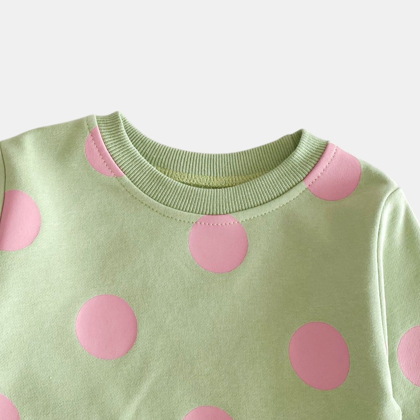 Polka Pop Cotton Lounge Set, Green (6m-4yrs)