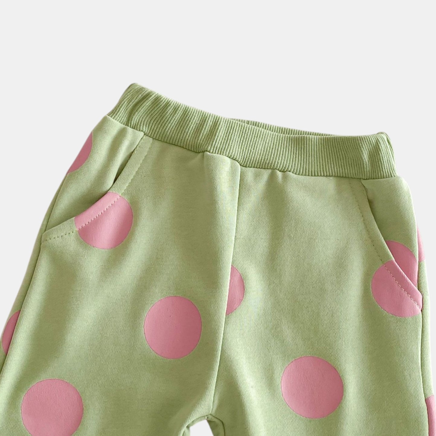Polka Pop Cotton Lounge Set, Green (6m-4yrs)
