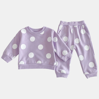 Polka Pop Cotton Lounge Set, Purple (6m-4yrs)