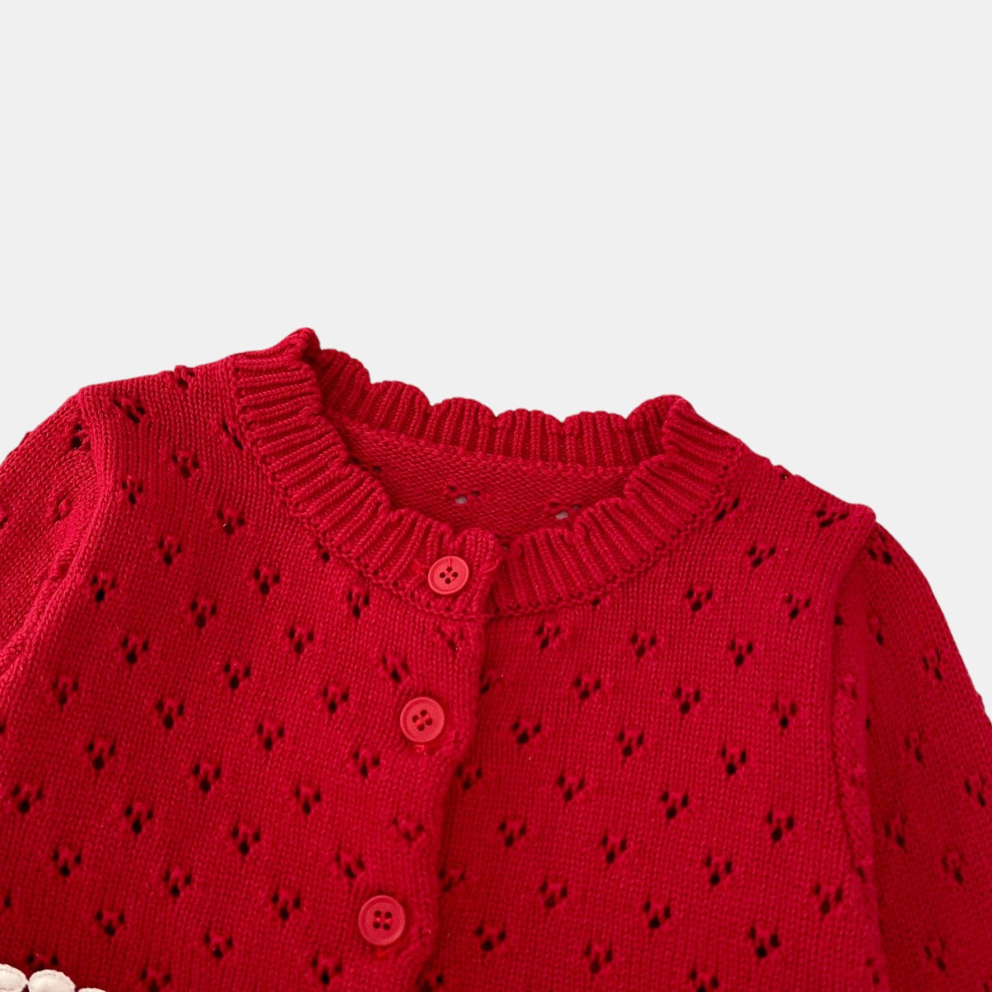 Poppy Heart Cotton Knit Cardigan (3m-3yrs)