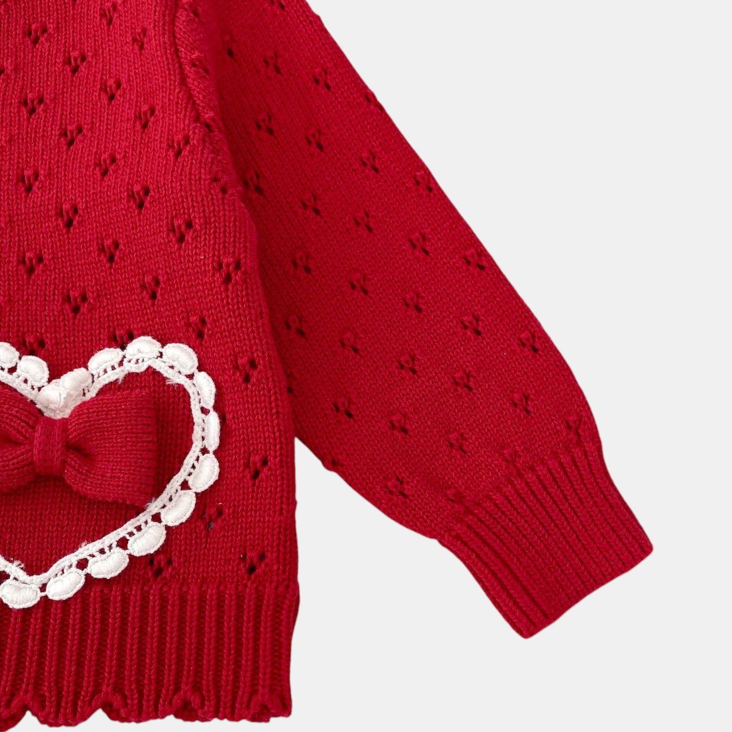 Poppy Heart Cotton Knit Cardigan (3m-3yrs)
