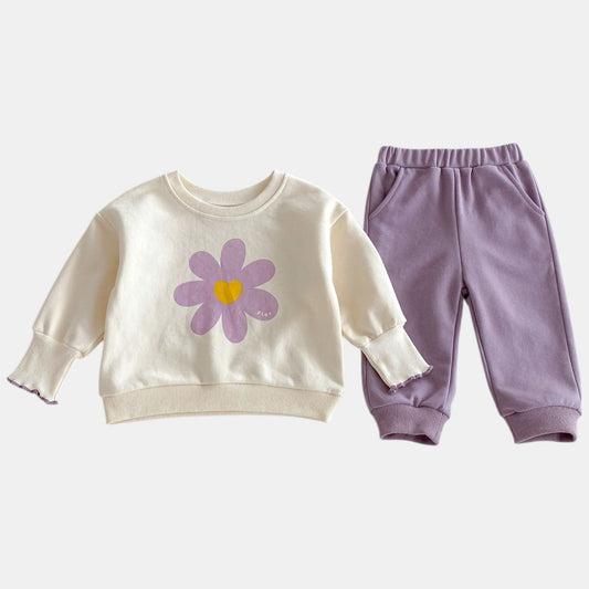 Purple Bloom Cotton Lounge Set (6m-4yrs)