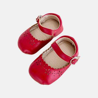 Red Petal Scallop Baby Shoes (11-13cm)