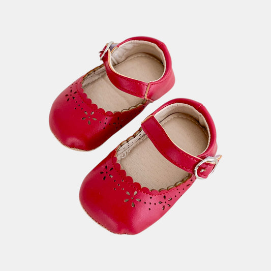 Red Petal Scallop Baby Shoes (11-13cm)