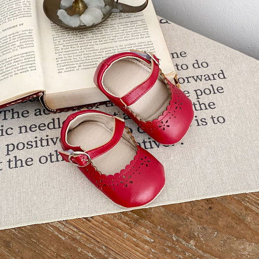 Red Petal Scallop Baby Shoes (11-13cm)