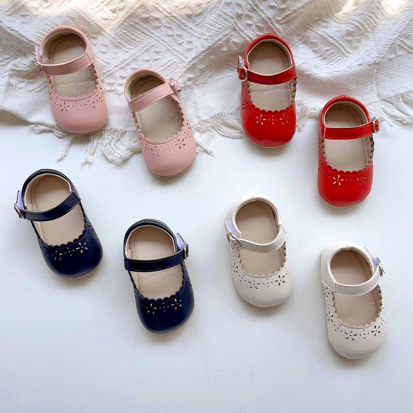Red Petal Scallop Baby Shoes (11-13cm)