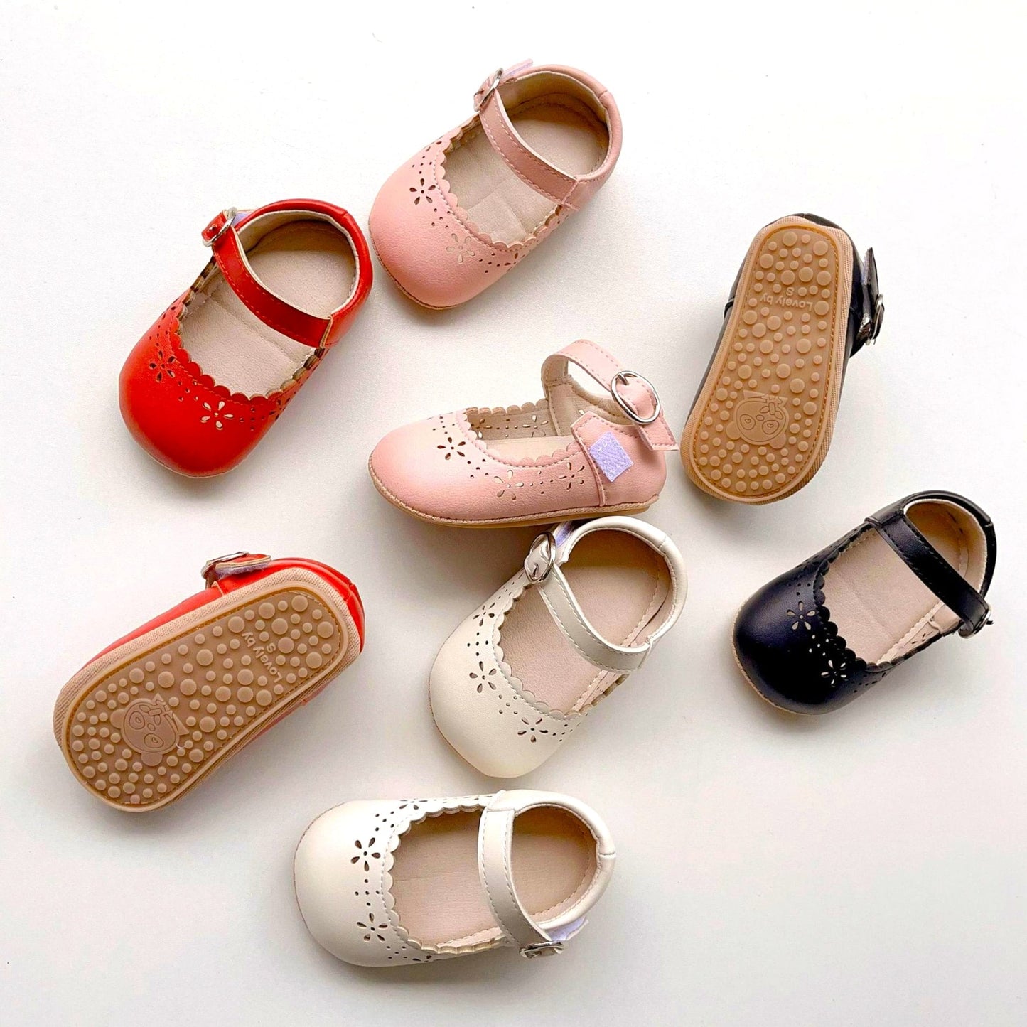 Red Petal Scallop Baby Shoes (11-13cm)