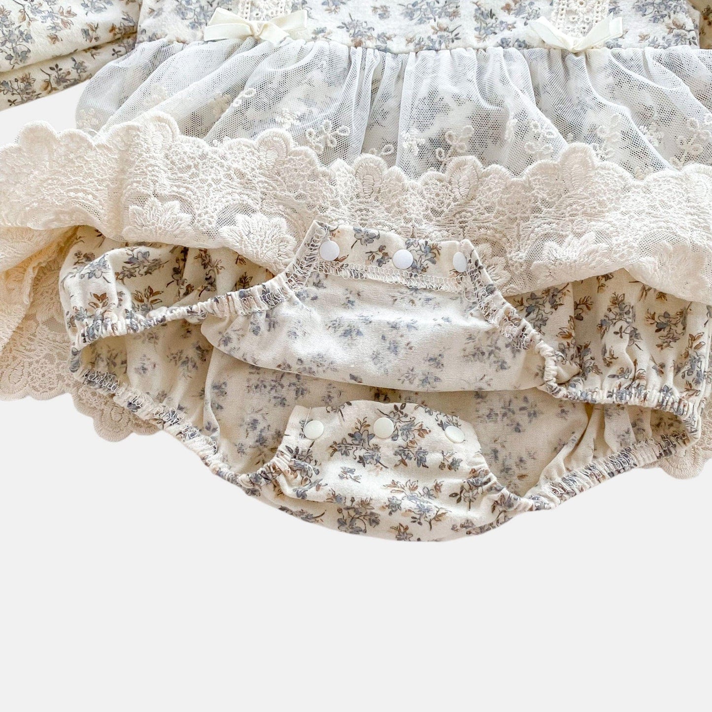 Rena Floral Romper Dress & Bonnet Set - Cream (3m-24m)