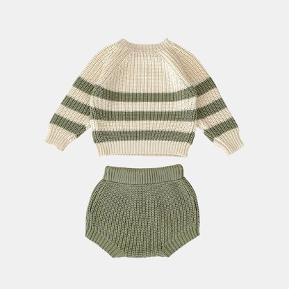 Rene Stripe Knit Set - Cream/Sage (6m-3yrs)