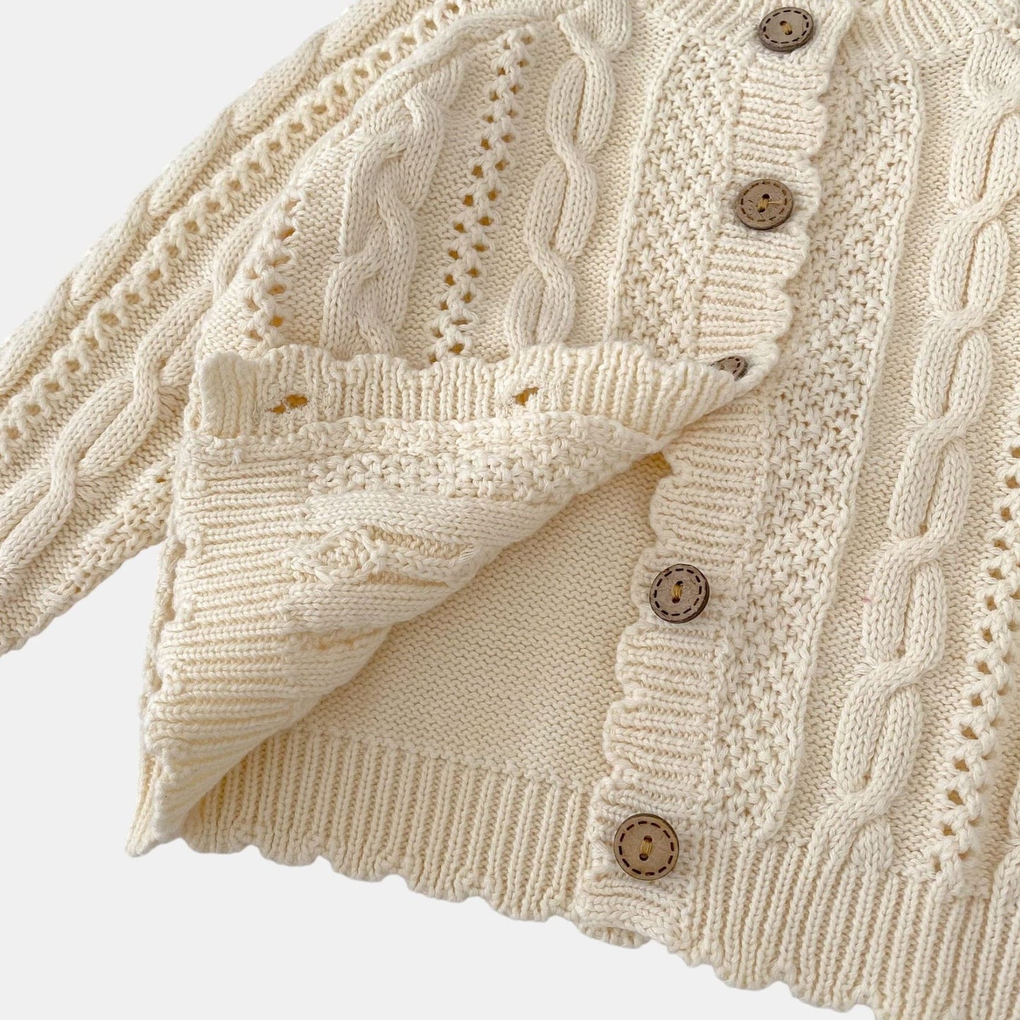 Riley Cable Knit Cardigan - Cream (6m-3yrs)