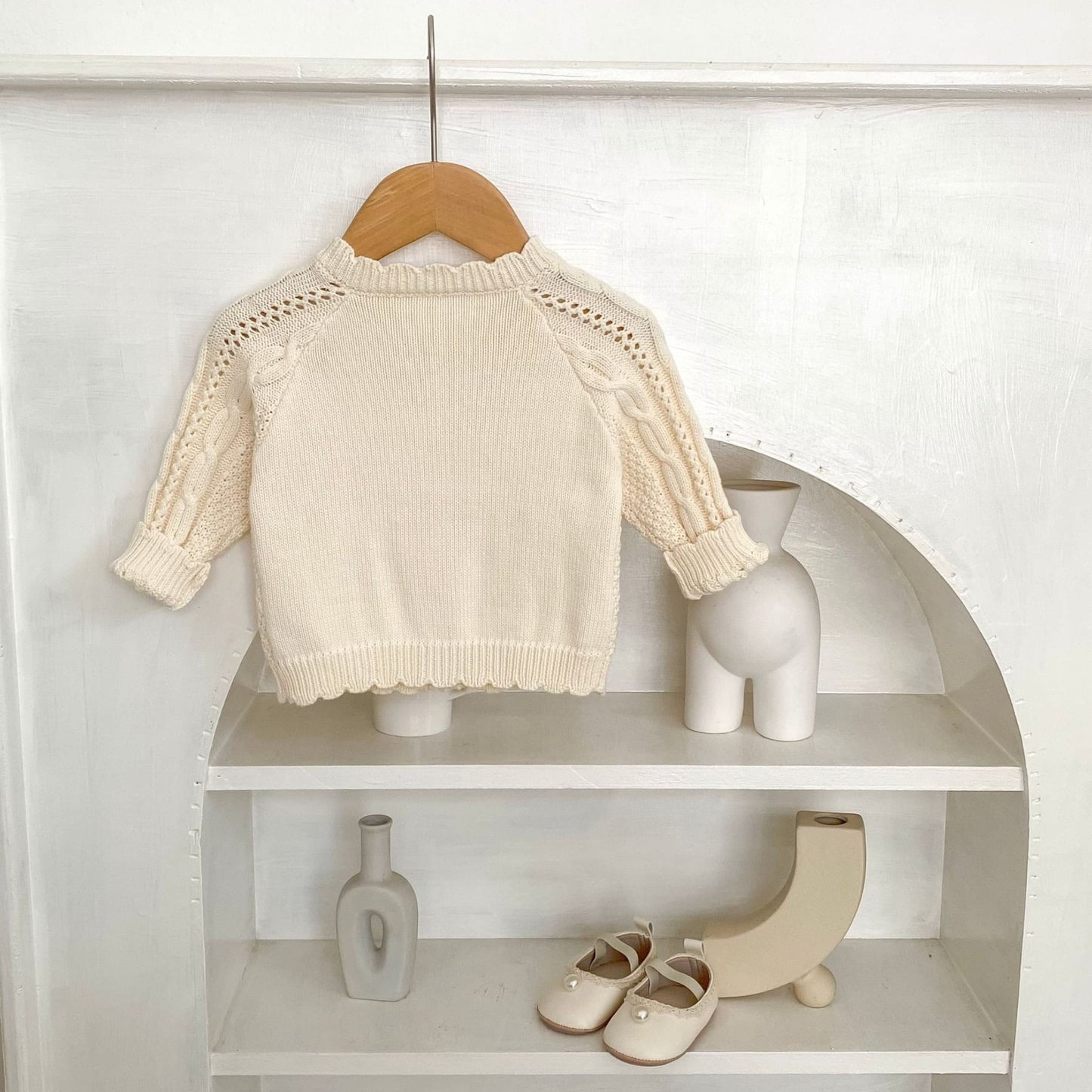 Riley Cable Knit Cardigan - Cream (6m-3yrs)