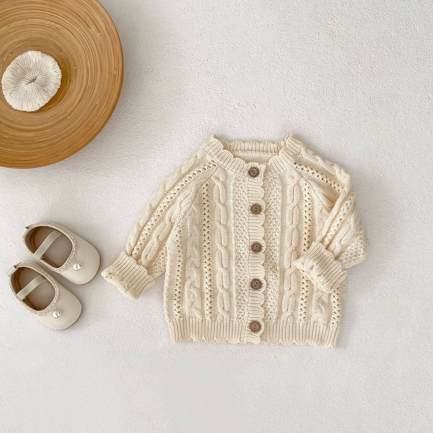 Riley Cable Knit Cardigan - Cream (6m-3yrs)