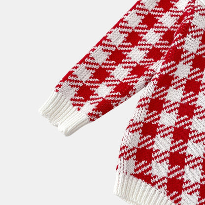 Ruby Houndstooth Cotton Knit Romper (3m-24m)