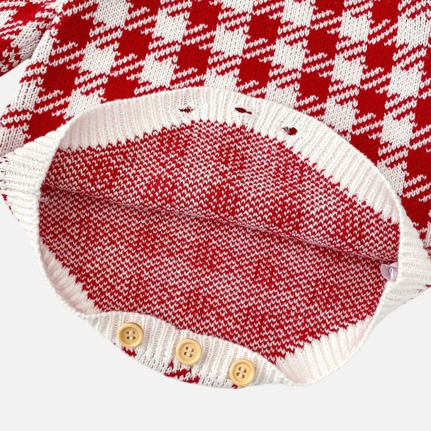 Ruby Houndstooth Cotton Knit Romper (3m-24m)