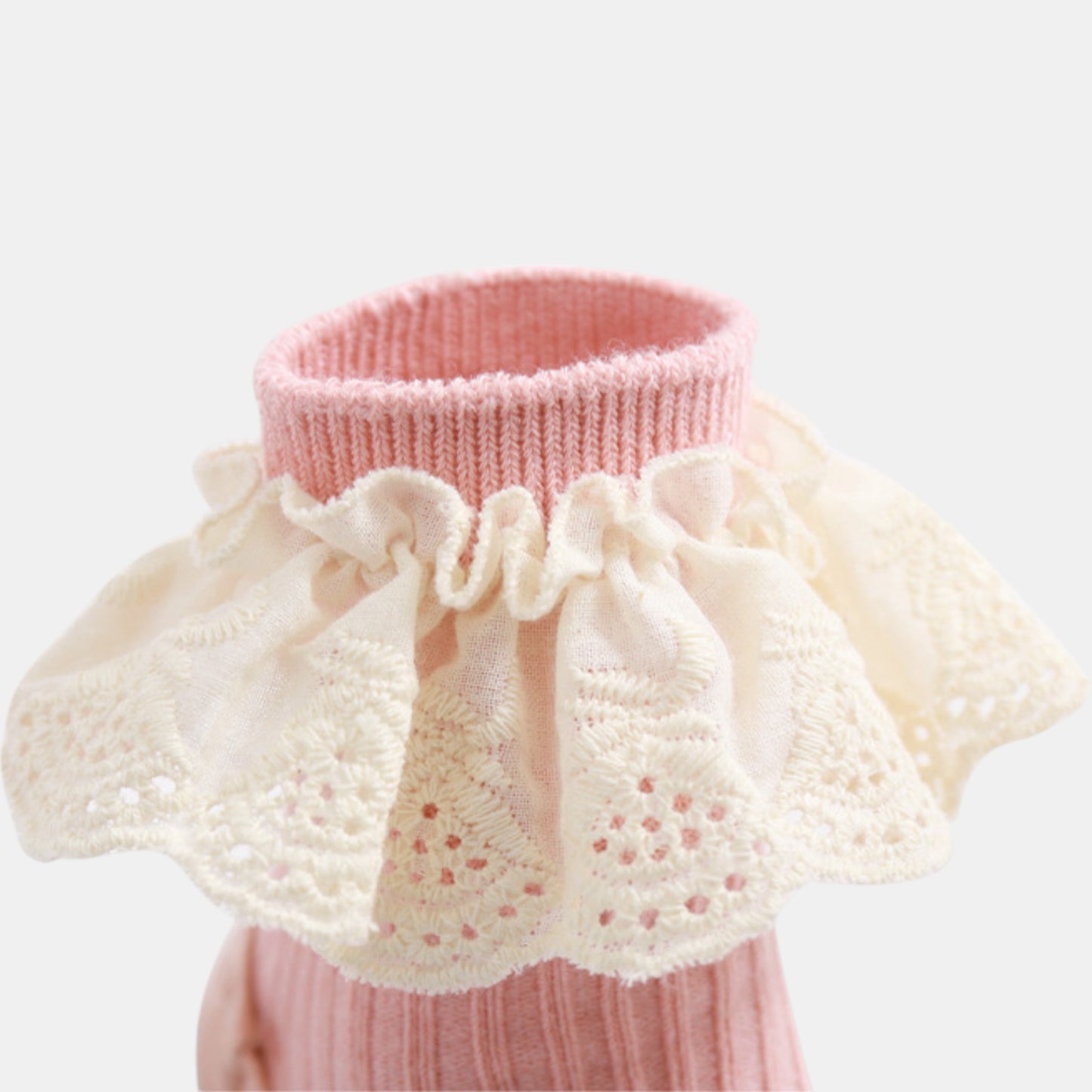 Ruffle Lace Baby Slipper Socks, Blossom Pink (11-13cm)