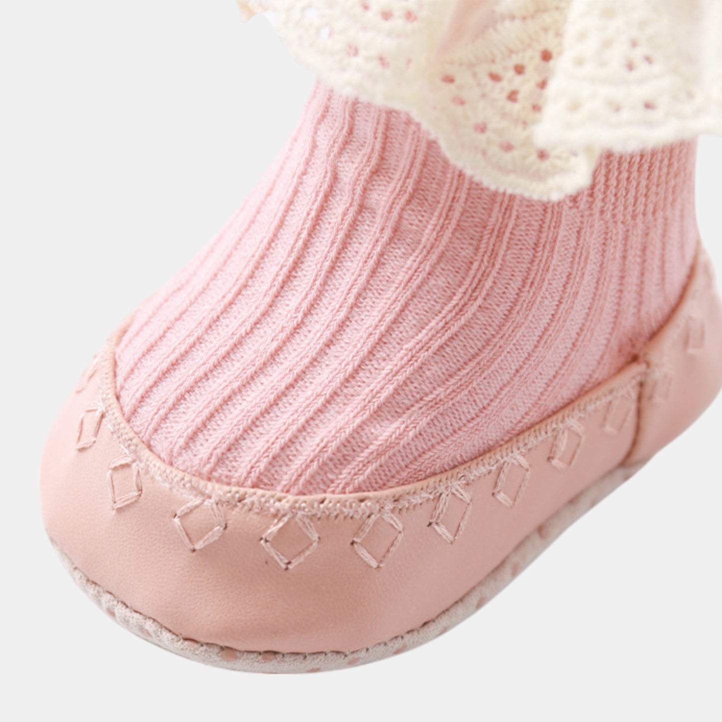Ruffle Lace Baby Slipper Socks, Blossom Pink (11-13cm)
