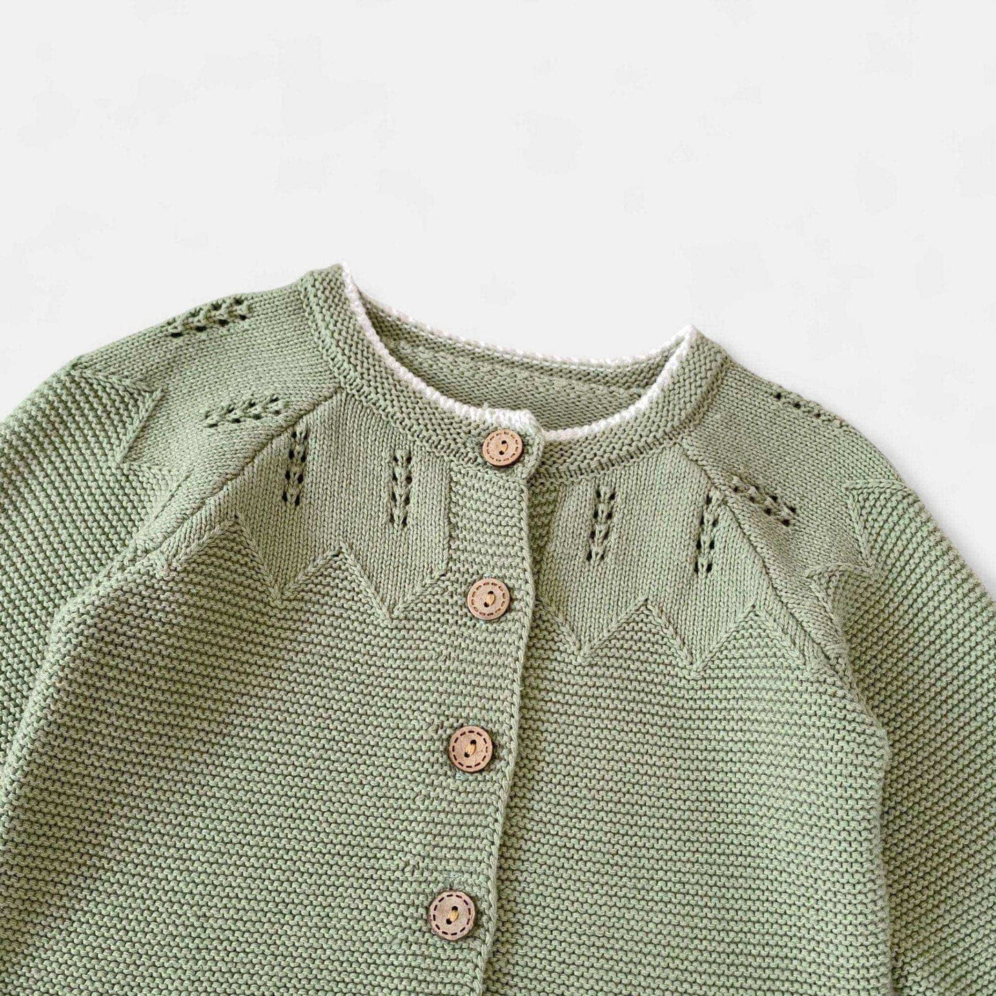 Sage Pointelle Cotton Knit Cardigan (3m-3yrs)
