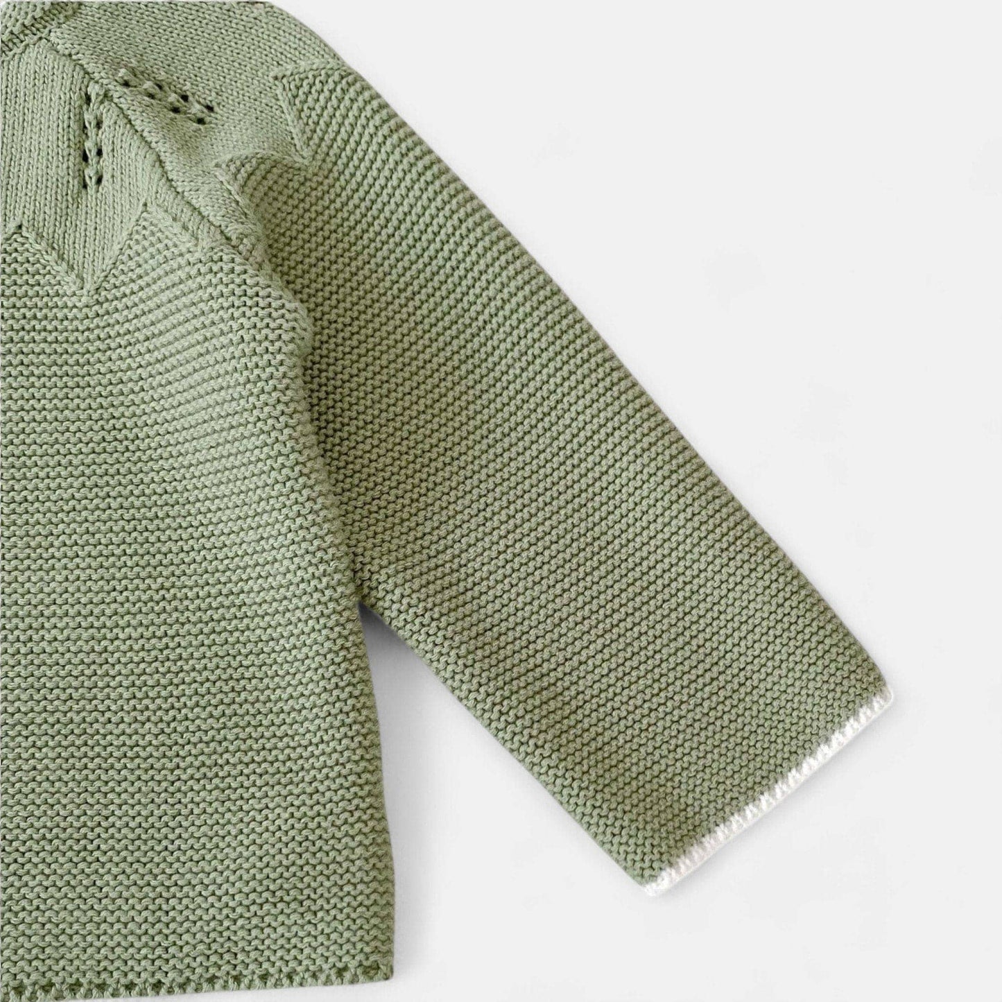 Sage Pointelle Cotton Knit Cardigan (3m-3yrs)