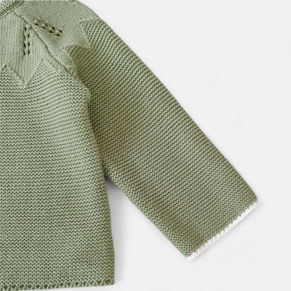 Sage Pointelle Cotton Knit Cardigan (3m-3yrs)