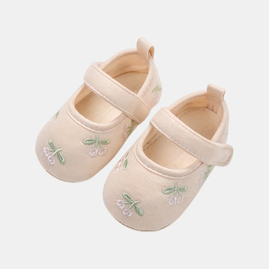 Secret Garden Embroidered Baby Shoes, Beige (11-13cm)