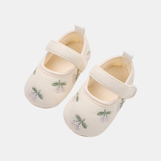 Secret Garden Embroidered Baby Shoes, Cream (11-13cm)