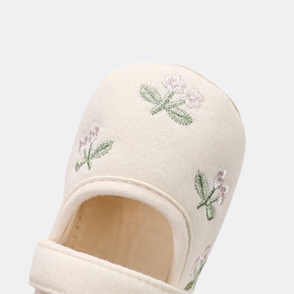 Secret Garden Embroidered Baby Shoes, Cream (11-13cm)