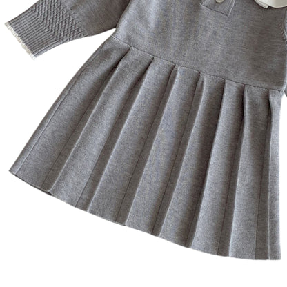 Sera Pleat Knit Dress - Grey (6m-4yrs)