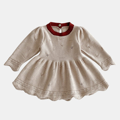 Sherry Eyelet Knit Dress - Beige/Red (6m-4yrs)