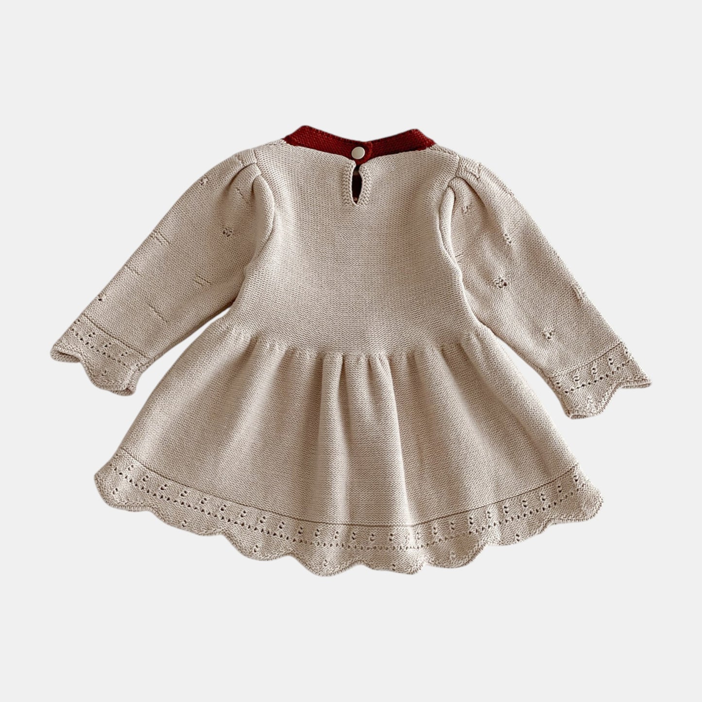 Sherry Eyelet Knit Dress - Beige/Red (6m-4yrs)