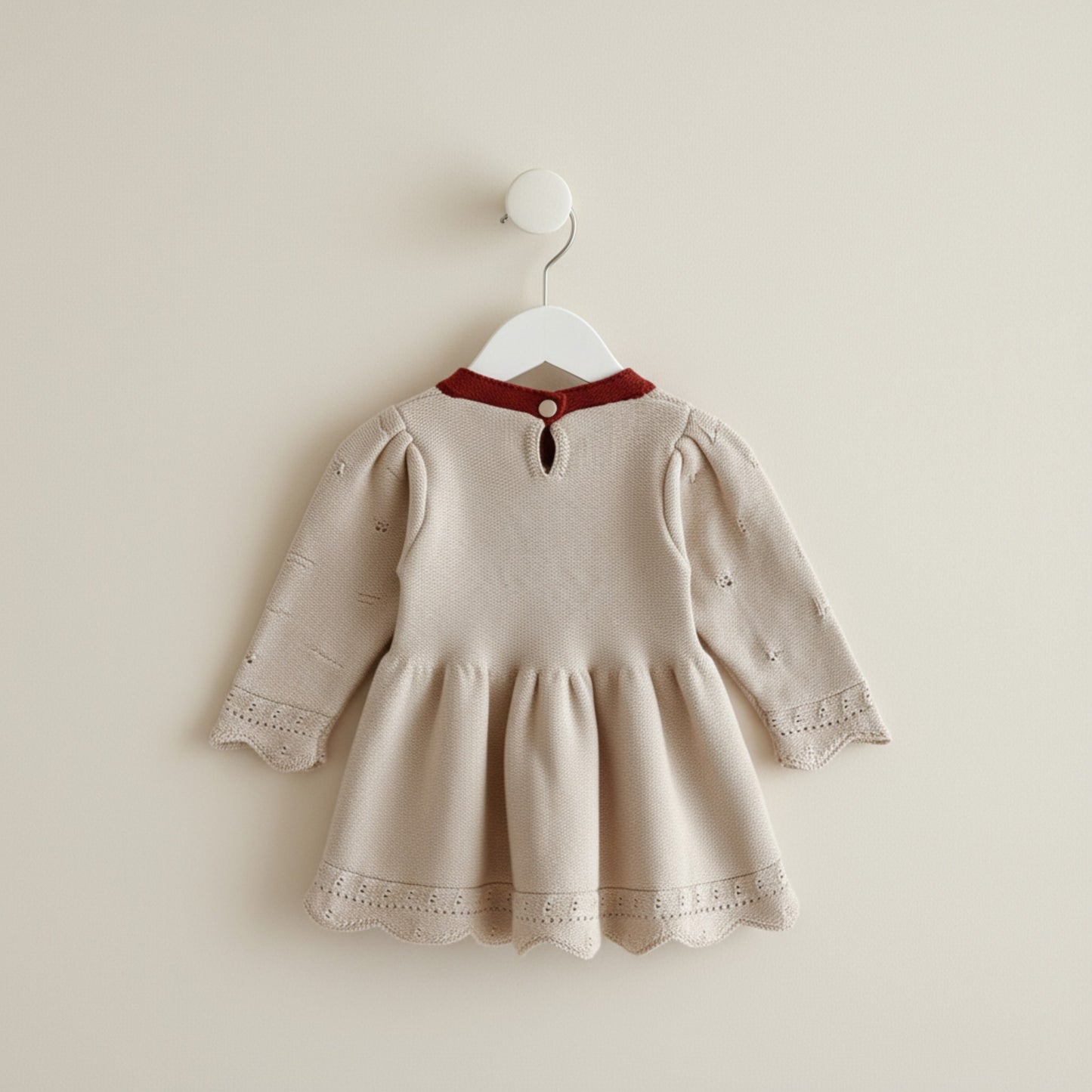 Sherry Eyelet Knit Dress - Beige/Red (6m-4yrs)