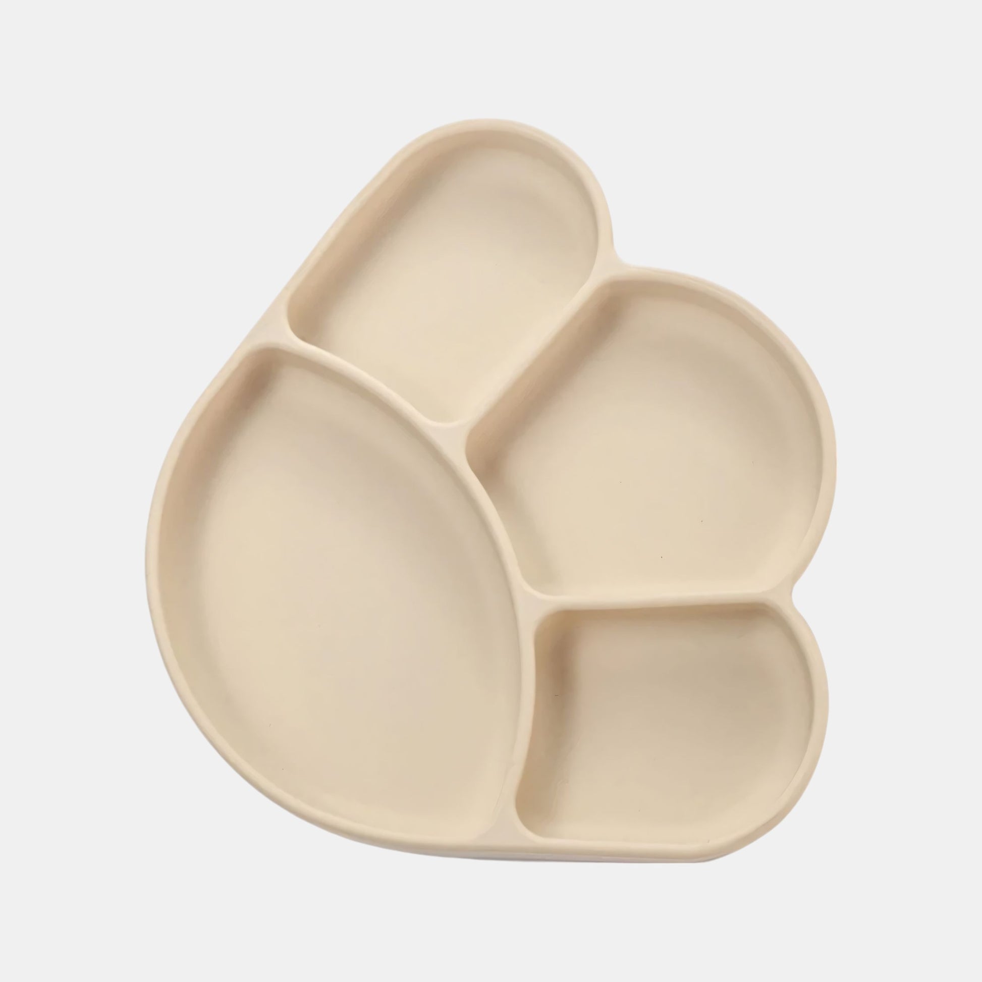 Silicone Paw Suction Plate, Milk Tea - Top View - Bambisserie