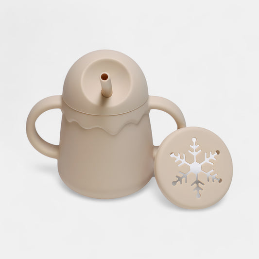 Sip & Snack Silicone Training Cup, Milk Tea - Bambisserie