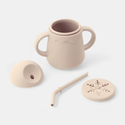 Sip & Snack Silicone Training Cup, Milk Tea - Open Cup - Bambisserie