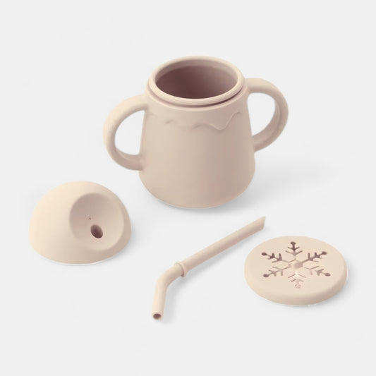 Sip & Snack Silicone Training Cup, Milk Tea - Open Cup - Bambisserie