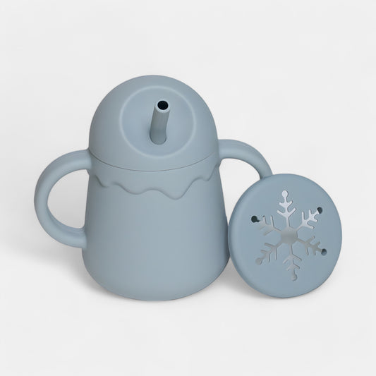 Sip & Snack Silicone Training Cup, Mist - Bambisserie