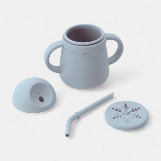 Sip & Snack Silicone Training Cup, Mist - Open Cup - Bambisserie