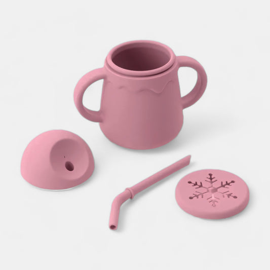 Sip & Snack Silicone Training Cup, Rose - Open Cup - Bambisserie