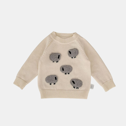 Sleepy Sheep Knit Sweater - Cream/Grey (3m-3yrs)