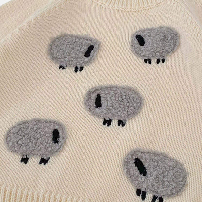 Sleepy Sheep Knit Sweater - Cream/Grey (3m-3yrs)