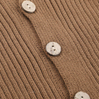 Soft Cotton Knit Baby Romper, Brown (0m-24m)