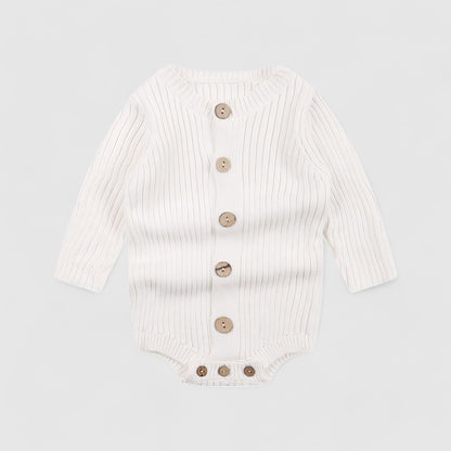 Soft Cotton Knit Baby Romper, White (0m-24m)