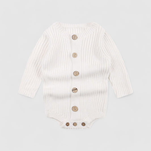 Soft Cotton Knit Baby Romper, White (0m-24m)