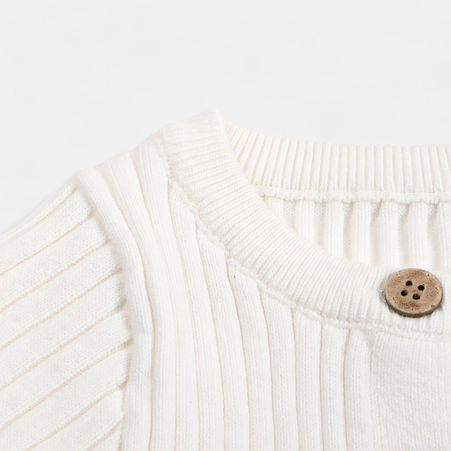 Soft Cotton Knit Baby Romper, White (0m-24m)